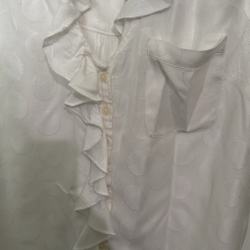 Anthropologie Maeve Jojo Ruffled Button- White Size M/P - Picture 4 of 10